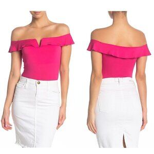 Elodie Off-the-Shoulder Flutter Sleeve Bodysuit